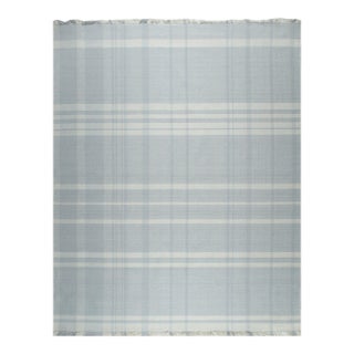 6x9 Ivory Hand-Knotted Wool Subtle Plaid Weave Geometric Modern Carpet Rug For Sale