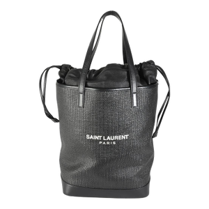 Black Linen Canvas Teddy Shopping Bag