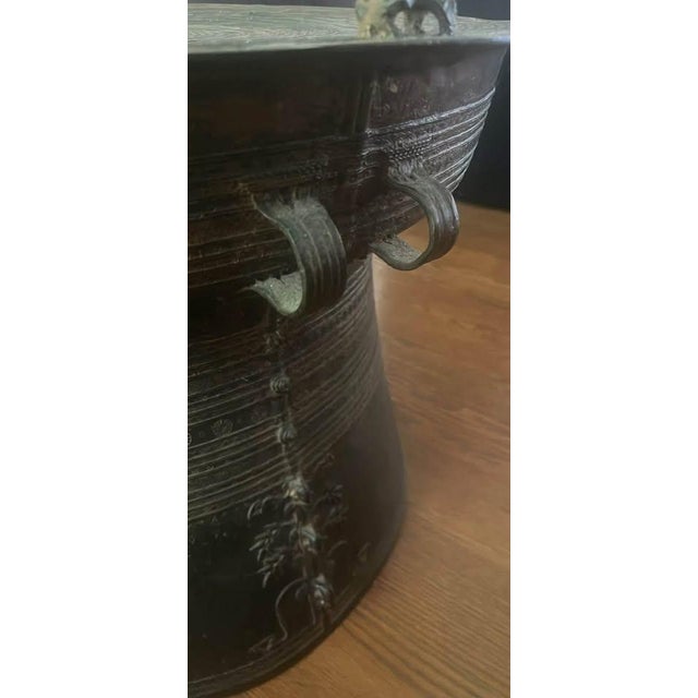 18th Century Burmese Etched Bronze 17th -18th Century Rain Drum For Sale - Image 5 of 6