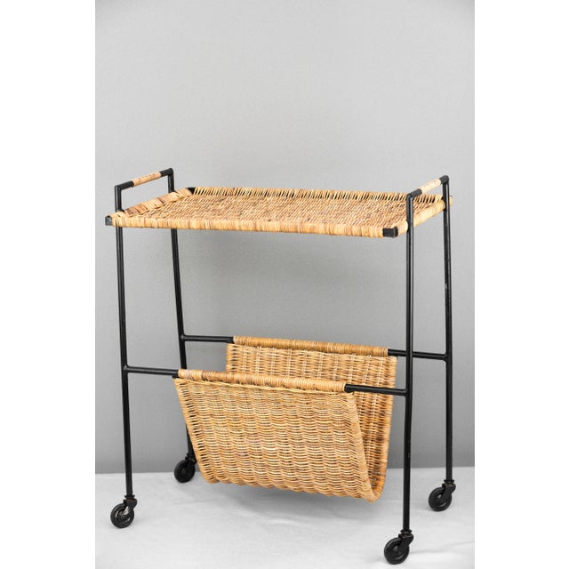 Mid-Century Metal and Wicker Trolley, 1950s For Sale - Image 16 of 16
