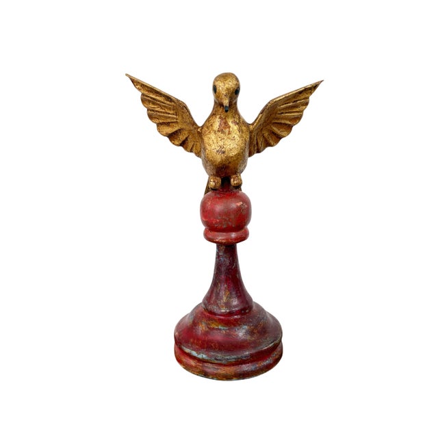 Add a playful touch to your space with this amazing and unique European hand-carved wood bird sculpture. Standing...