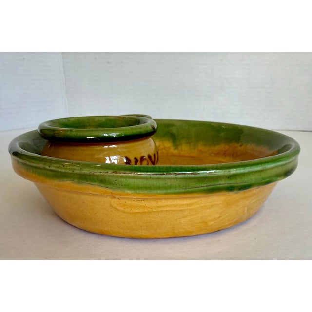 Vintage French Provençal Glazed Pottery Olive Serving Dish For Sale - Image 4 of 7