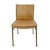 Palomino toned super soft leather dining chair with beautiful stitching detail. Matte bronze finish hand hammered iron...