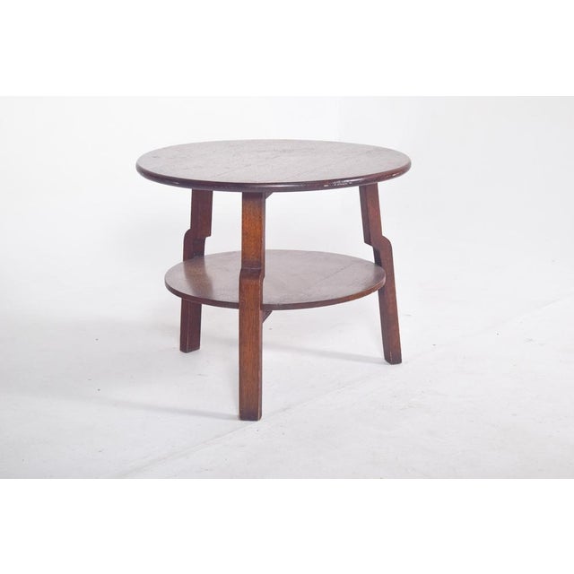 Mid-Century Modern Portuguese Rustic Round Oak Coffee Table, 1950 For Sale - Image 3 of 9