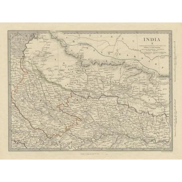 Original Map Northeast India, Incl Part of Himalayas and China, 1853 For Sale - Image 3 of 5