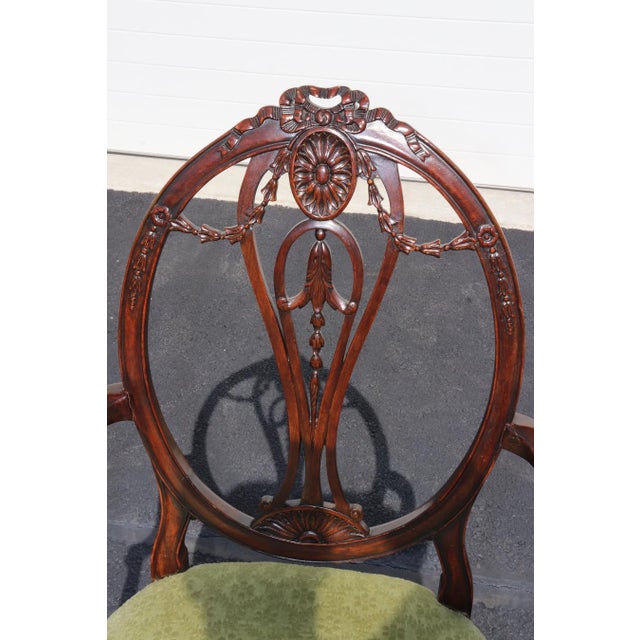 12 Adams Style Carved Mahogany Dining Chairs C. 1960's For Sale - Image 11 of 15
