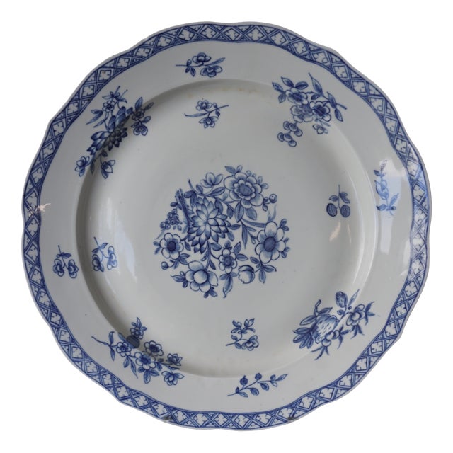 Porcelain Charger in Blue and White Strewn Flowers from Fürstenberg, Germany, 1890s For Sale