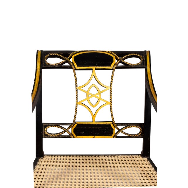 Black Regency Ebonized and Parcel Gilt Armchairs - Set of 4 For Sale - Image 8 of 9