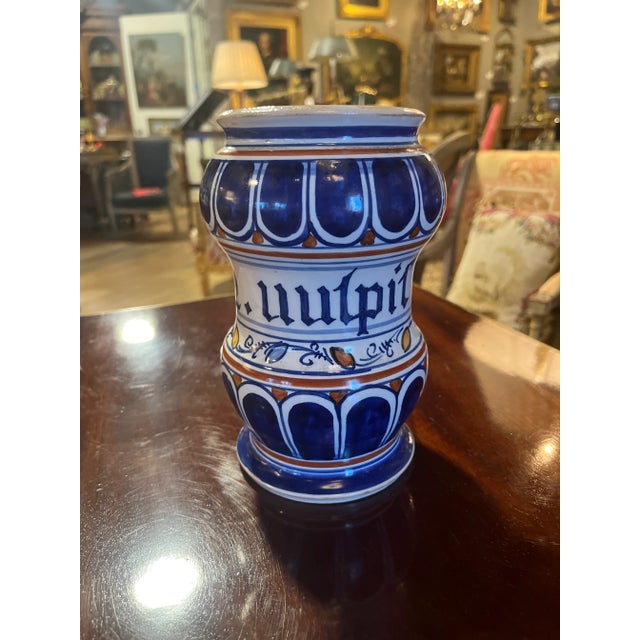 19th Century French Ceramic Pharmacy Jar For Sale - Image 4 of 7