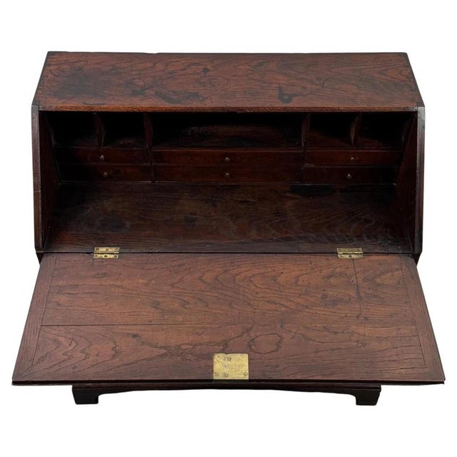 Wood Antique English Georgian Oak Bureau, 1700s For Sale - Image 7 of 14