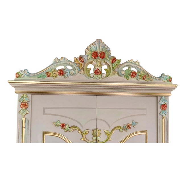 Antique Venetian Style Hand-Painted Armoire For Sale - Image 9 of 12