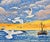 Mid 20th Century Yvonne Canu –Seagulls at Sunset (Les Mouettes)- French Pointillist Seascape-Oil Painting For Sale - Image 5 of 12