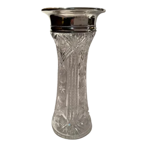 Large Sterling & Brilliant Cut Glass Presentation Vase, Gorham, 1916