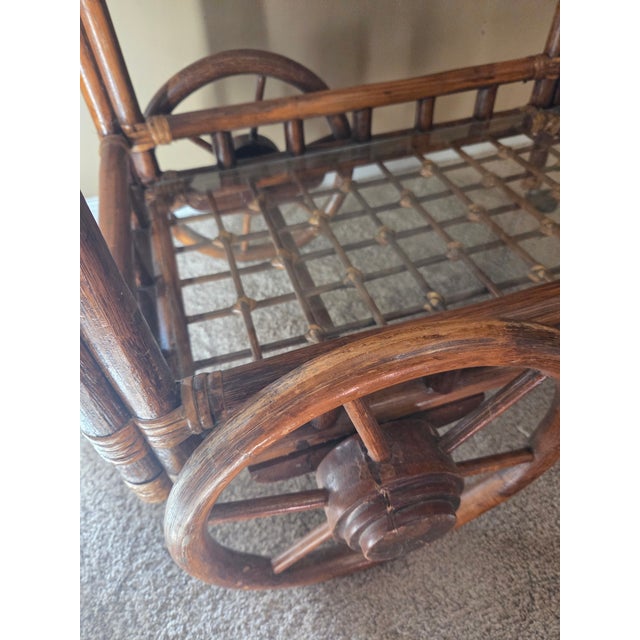 Bamboo Bar Cart Tea Cart Removable Top For Sale - Image 9 of 10