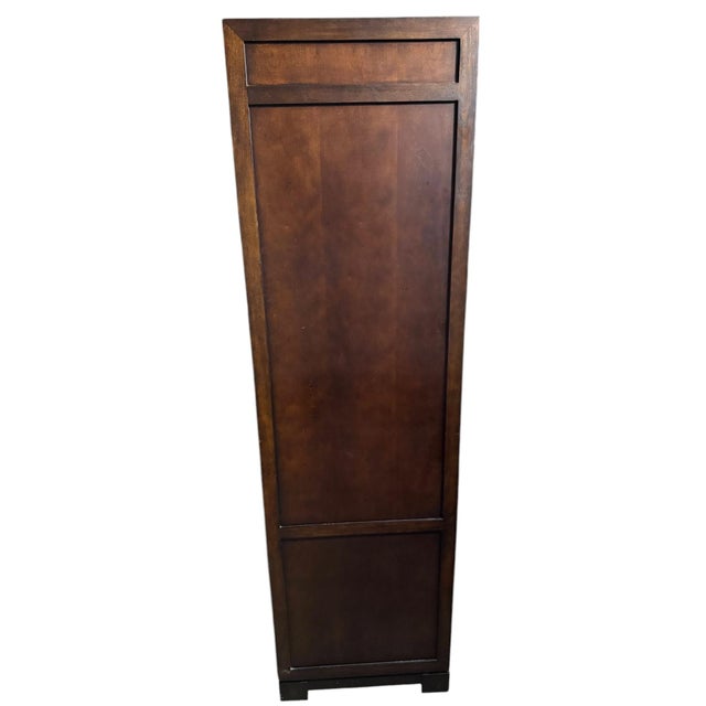 Quick Hits: Burl wood media armoire with built-in power strip and coax connections Sleek, modern silhouette with...