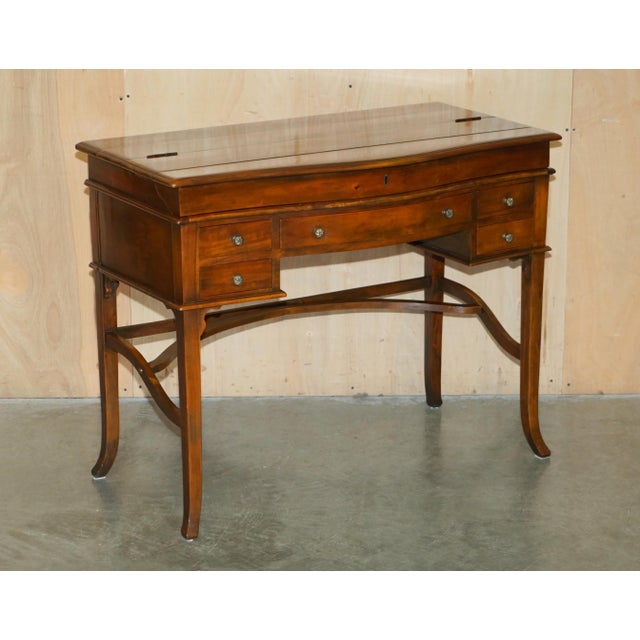 Theodore Alexander folding writing table desk with hidden storage and brown leather top and super rare, highly collectable...