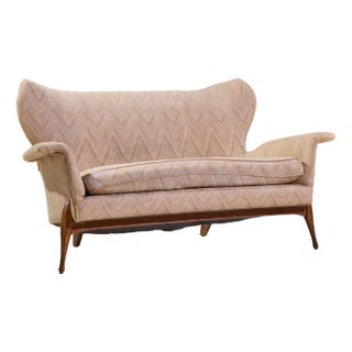 Ben Seibel Mid Century Walnut Gala Settee Sofa For Sale