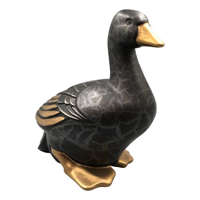 Lastra Portugal Goose in Guild Black Ceramic, 1980s For Sale
