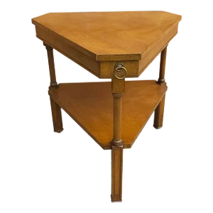 Fine Arts Furniture Two-Tier Walnut Triangular Side Table