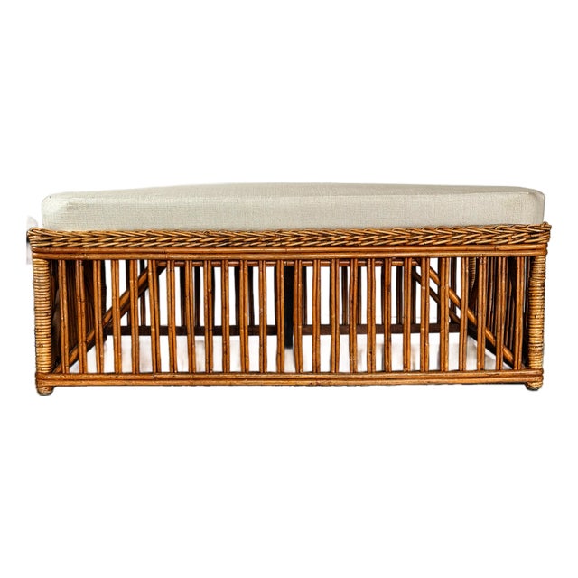 Bench Reed With Custom Upholstered Cushion For Sale