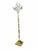 A beautiful vintage Dresden cut crystal floor lamp featuring an elegant flame-motif shade and timeless decorative...