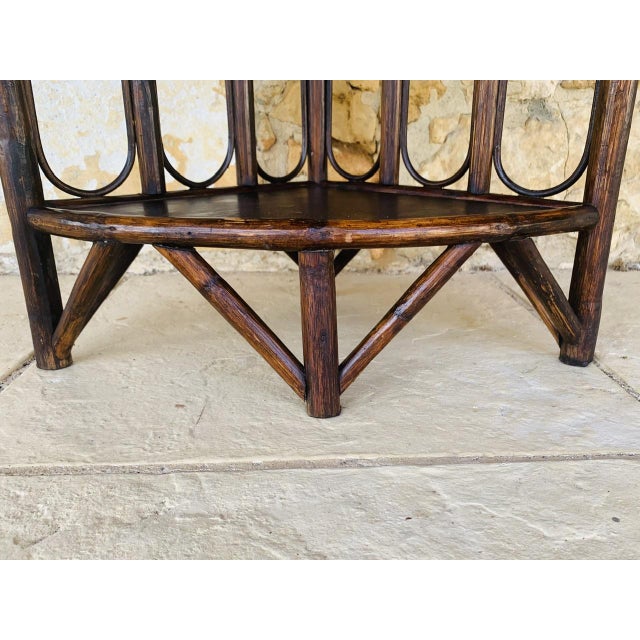 Mid-Century Modern Bamboo and Rattan Three-Tier Corner Shelf, 1960s For Sale - Image 14 of 18