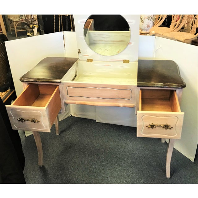 Vintage 1940's French Provincial Vanity With a Driftwood Faux Finish