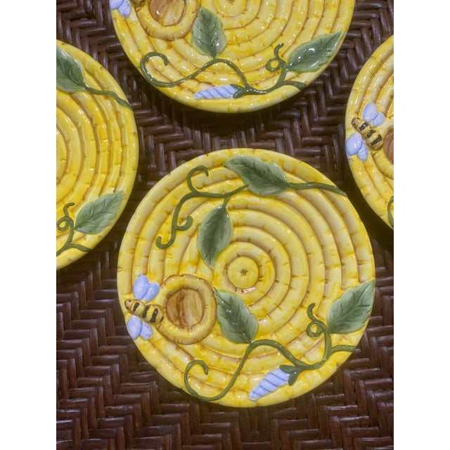 Yellow Vintage Bombay Co. Bee Ives Decorative Plates Circa 1994- Set of 4 For Sale - Image 8 of 12