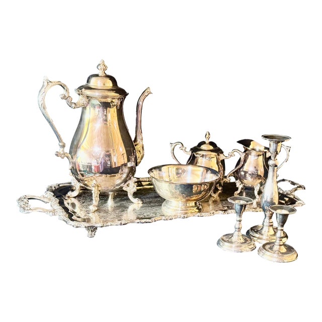 Vintage Silver-Plated on Copper Tea and Coffee Service Set For Sale