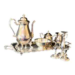 Vintage Silver-Plated on Copper Tea and Coffee Service Set