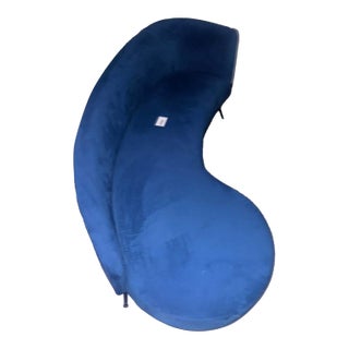 Safavieh Blue Velvet Parisian Evangeline Sofa Couch Mid Century Modern For Sale