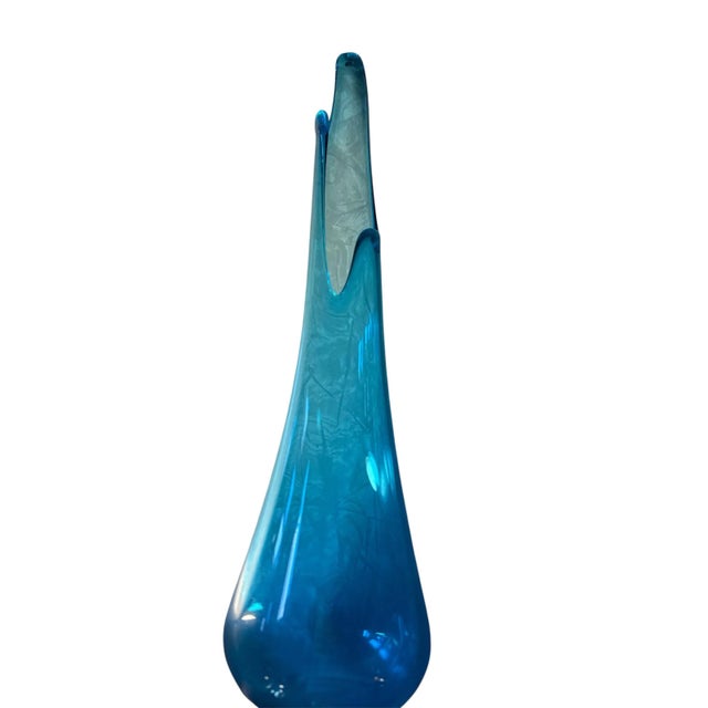 Teal Mid 20th Century Le Smith Smoothie Swung Vase For Sale - Image 8 of 9