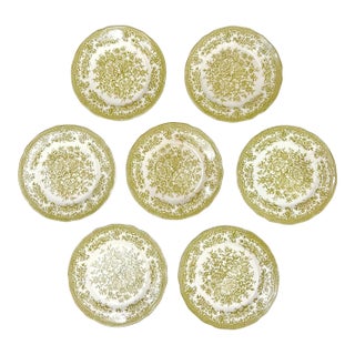 Antique Royal Staffordshire Avondale Green Plates - Set of 7 For Sale