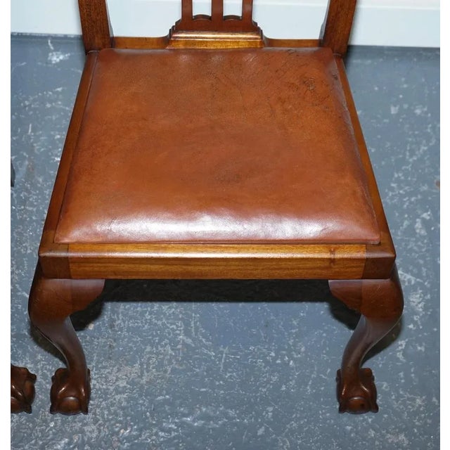 Chippendale Style Dining Chairs with Leather Seats, Set of 5 For Sale - Image 13 of 18