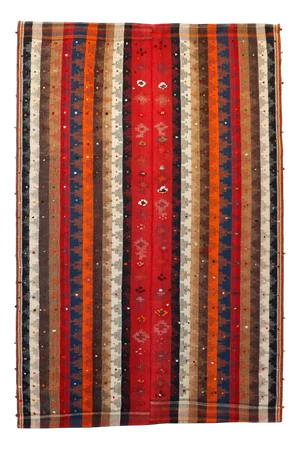 Handmade Red Geometric Wool Kilim Rug, 1980s