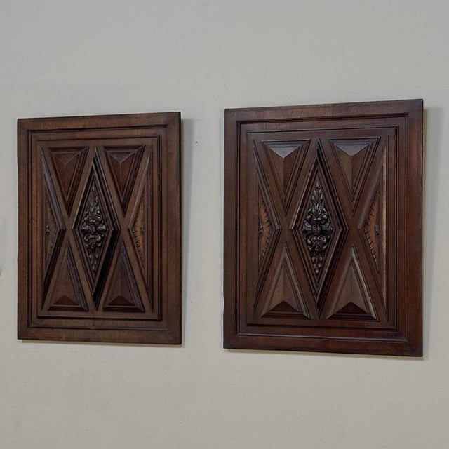 Pair of 19th Century French Renaissance Revival Walnut Panels in the Henry II Style For Sale - Image 4 of 5