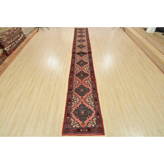 Farmhouse Roodbar Runner 2’4” X 22’7” Pink Wool Vintage Traditional Hand-Knotted Rug For Sale - Image 3 of 13