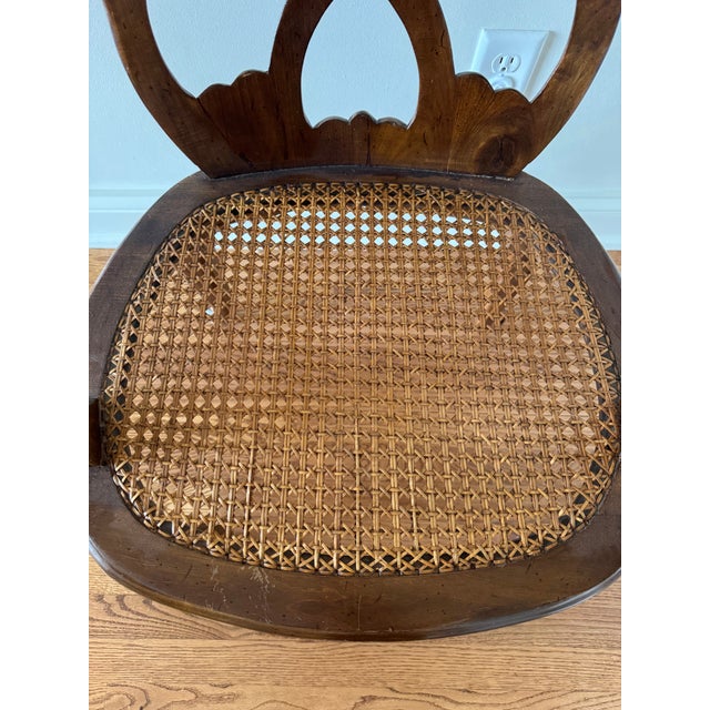 Wood Mid 20th Century Italian Venetian Regency Carved Wood and Cane Armchair For Sale - Image 7 of 8