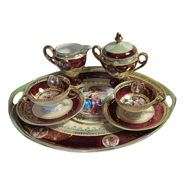 Tête a Tête Service in Saxony Porcelain, 19th Century, Set of 7 For Sale