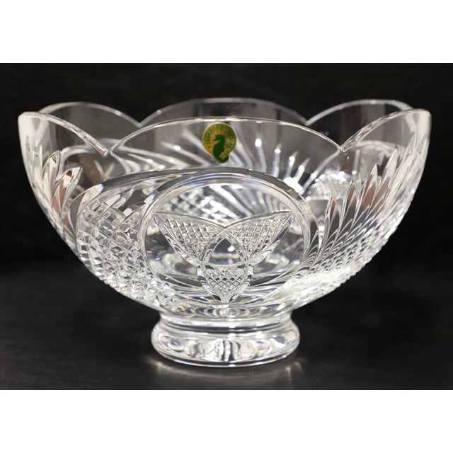 An Early 21st Century round centerpiece bowl by Waterford, their "Heritage of Ireland" pattern. Clear crystal with a cut...