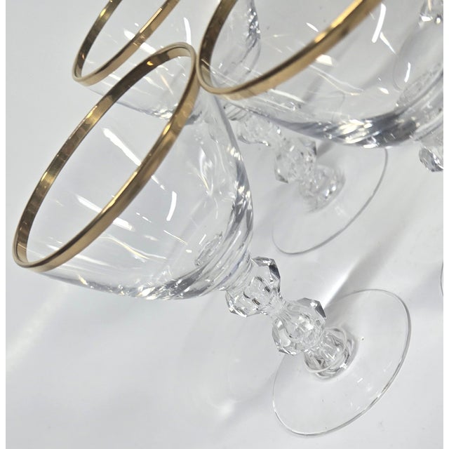 Hollywood Regency Gold Rimmed Hollywood Regency Crystal Goblets- Set of Four For Sale - Image 3 of 16