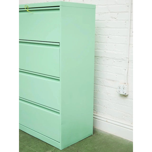 Mid-Century Modern Mid 20th Century Mint Four Drawer Filing Cabinet For Sale - Image 3 of 12
