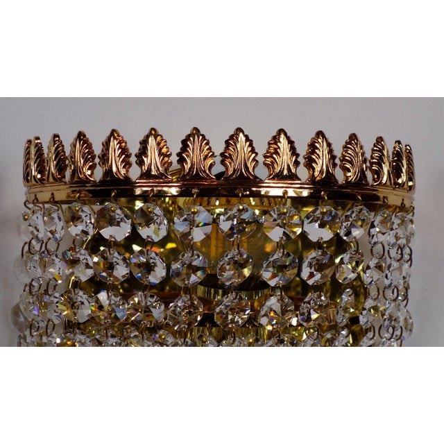 Metal 24K Brass Lead Crystal Wall Lamps from Palwa, 1960s, Set of 2 For Sale - Image 7 of 8