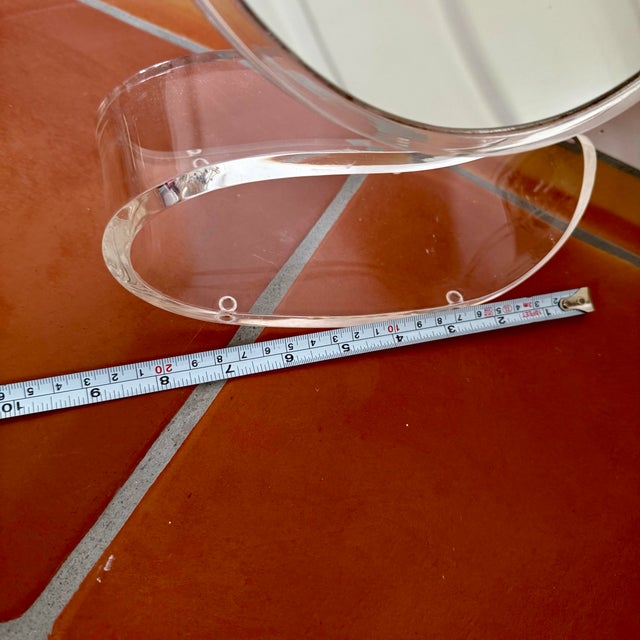 Plastic Mid Century Modern Lucite Acrylic Swan Vanity Magnifying Mirror Vintage MCM For Sale - Image 7 of 7