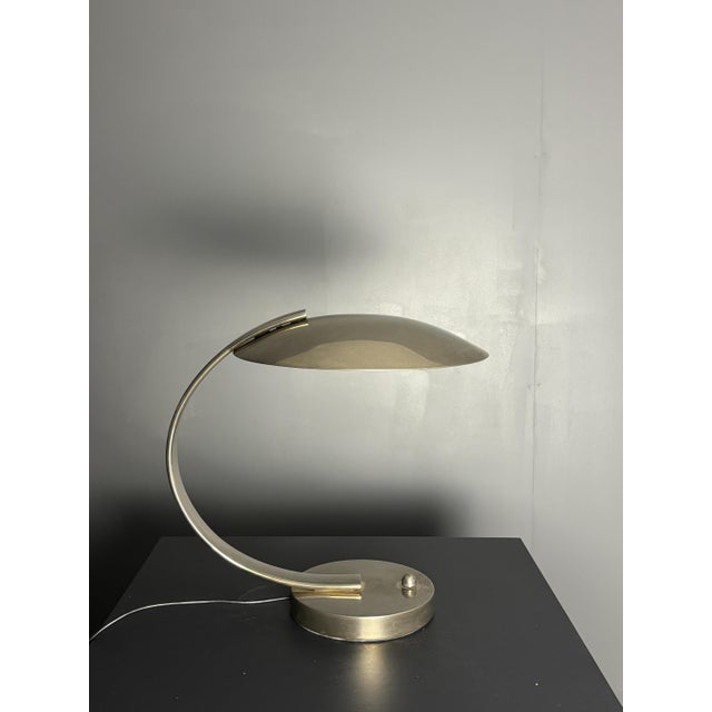 French Art Deco Nickel Arc Table Lamp by Pierre Disderot for Soka, France, 1970s For Sale - Image 13 of 17