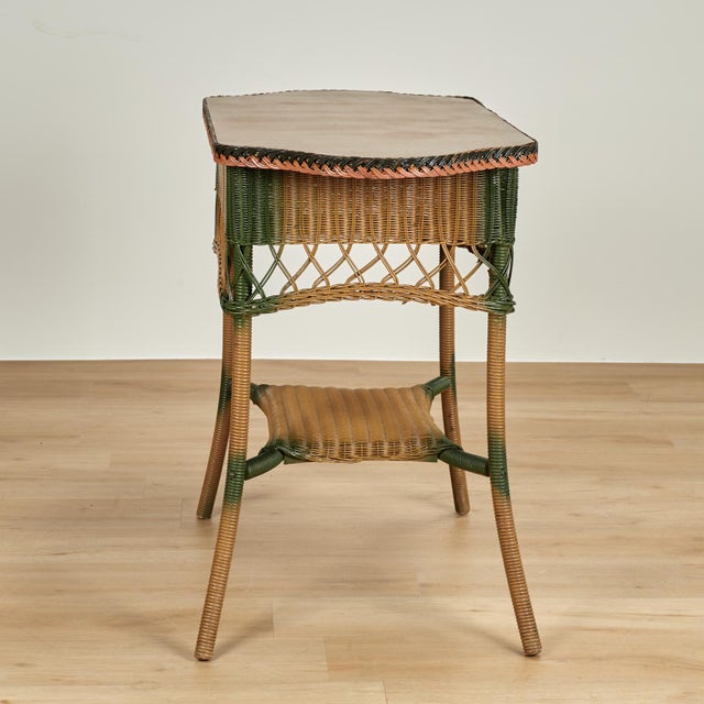 Wood Antique Wicker Table by Llyod Loom For Sale - Image 7 of 10