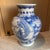 1970s Vintage Blue and White Asian Chinoiserie Vase For Sale - Image 5 of 9