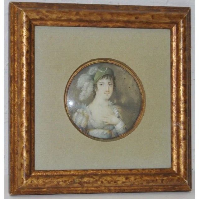 Late 19th Century Framed 19th Century Portrait Miniature of Woman W/ Elaborate Headdress For Sale - Image 5 of 5