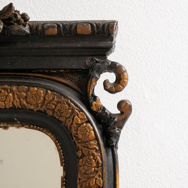 Wood 19th Century France Napoleon III Bronze Wood Mirror For Sale - Image 7 of 9