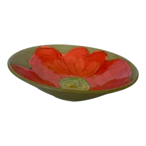 Vintage Folk Art Flower Design Serving Bowl